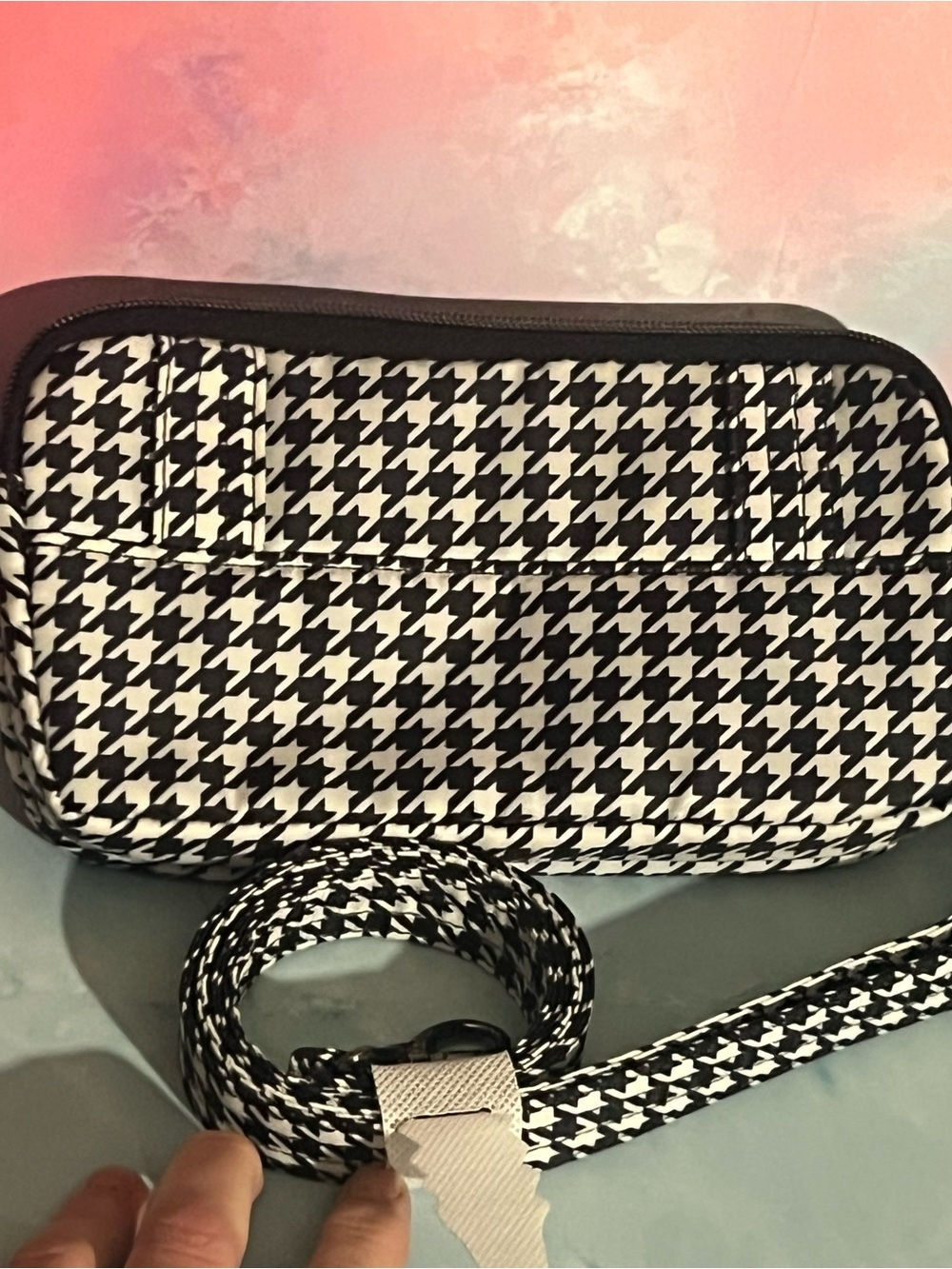 lug Black & White Houndstooth Crossbody Bag